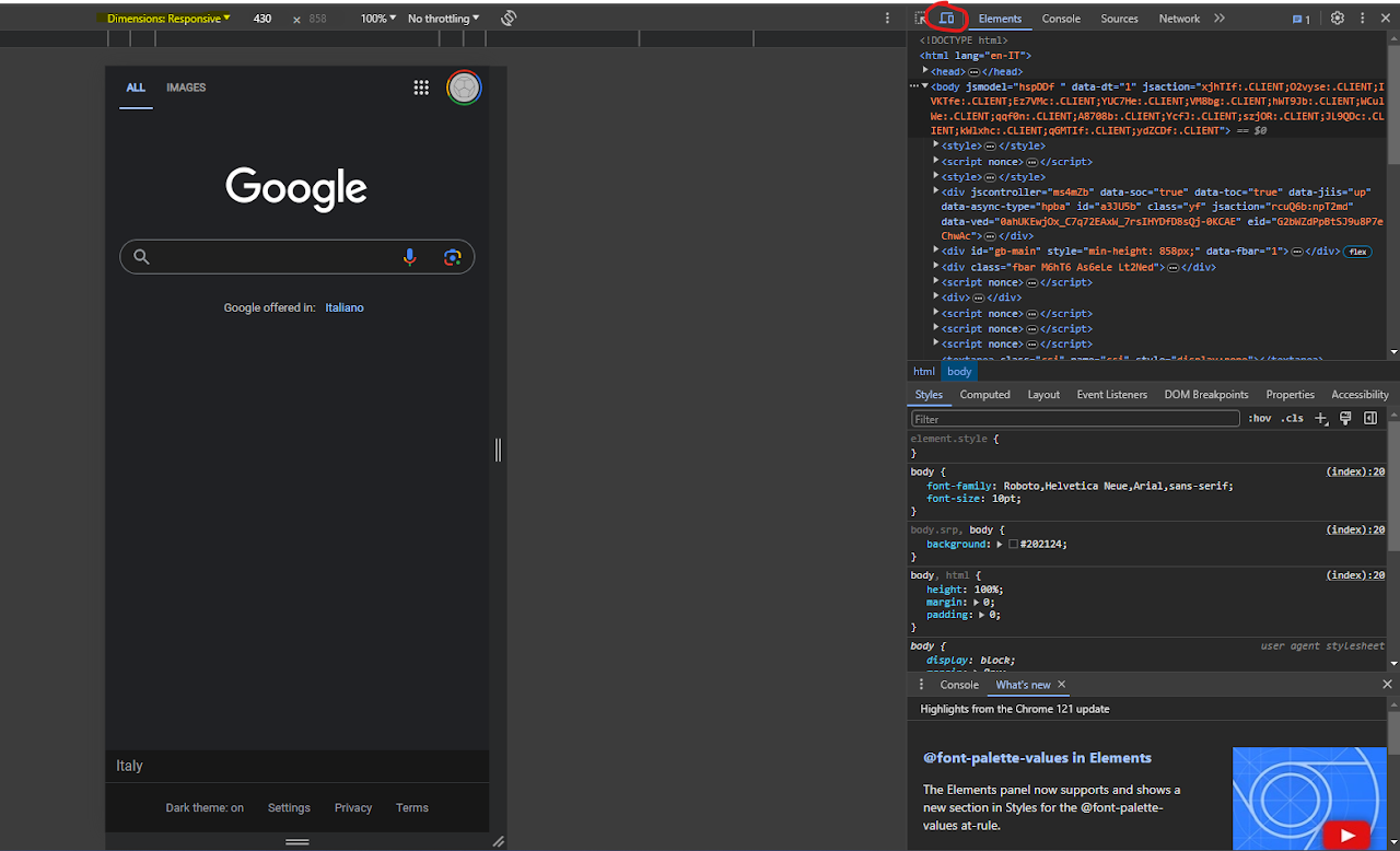 Screenshot showing Chrome Develop Tools